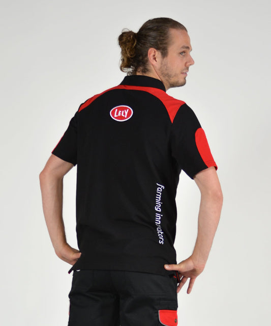 Polo heren zwart - rood
